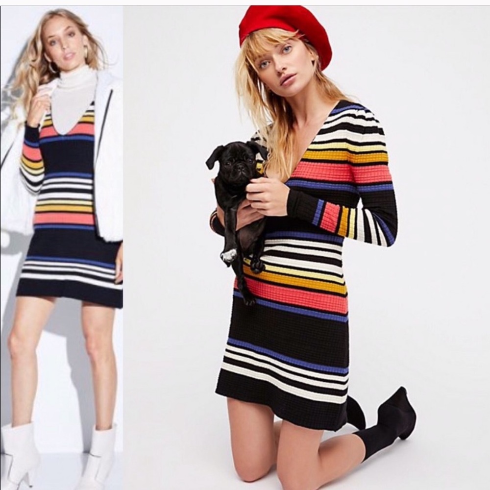 Free People Gidget Mini Striped Sweater Dress